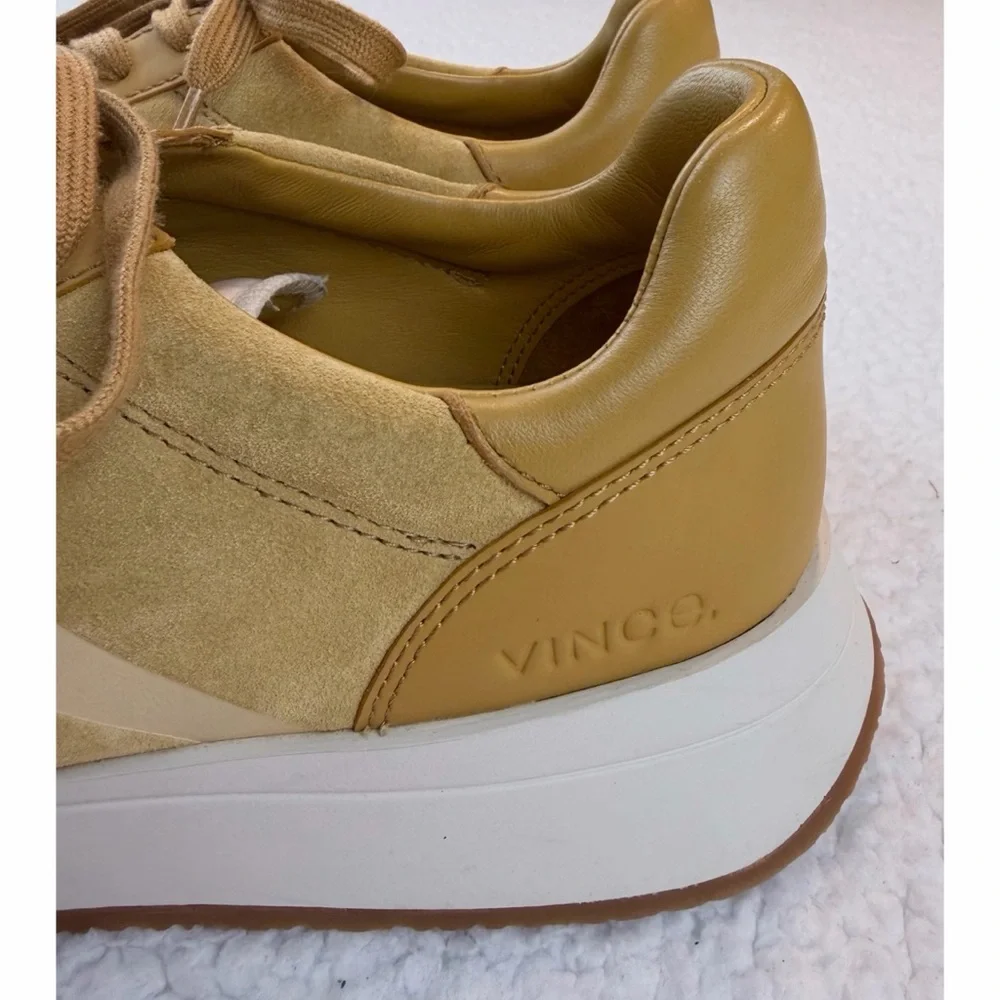 VINCE • Mustard Yellow Ohara Leather/Suede Lace-Up Oxford Sneakers, 10 - Picture 8 of 16